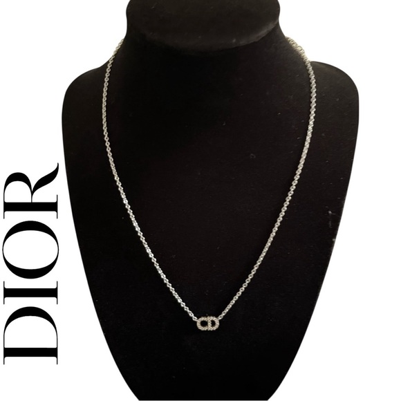 Dior Jewelry - CHRISTIAN DIOR Silver Crystal Clair D Lune Necklace with COA